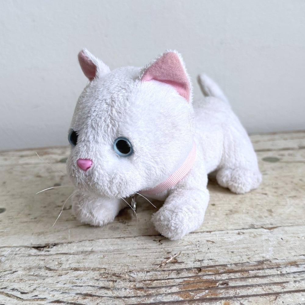 My Life As White Kitten Plush Blue Eyes Pink Collar Fish Charm 2014